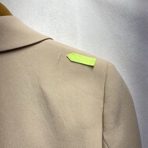 ELIE TAHARI Peak Lapel Collar Lined Blazer Jacket Women Sz 0 Beige Shoulder Pads - Picture 6 of 16